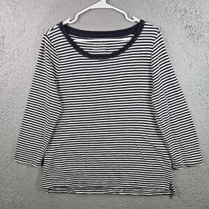 Talbots Womens Striped 3/4‎ Sleeve Boat Neck Top Shirt Size L